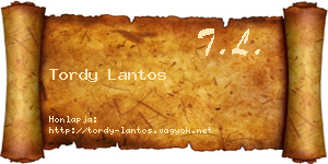 Tordy Lantos névjegykártya